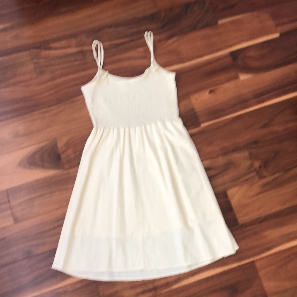 BRANDY MELVILLE PALE YELLIW SMOCKED TOP COTTON LINED DRESS OS - Picture 4 of 9